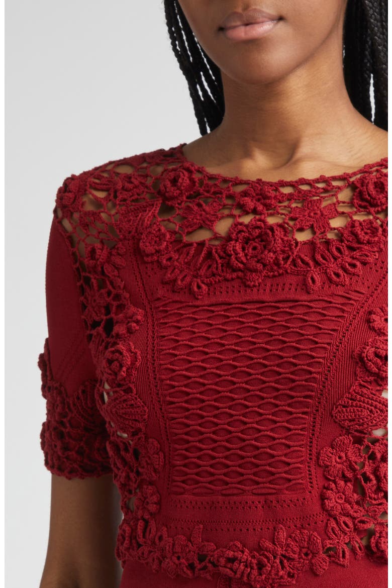 Stella Crochet Detail Knit Top, Alternate, color, BEGONIA