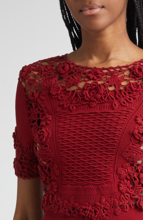 Ulla Johnson Stella Crochet Detail Knit Top In Red