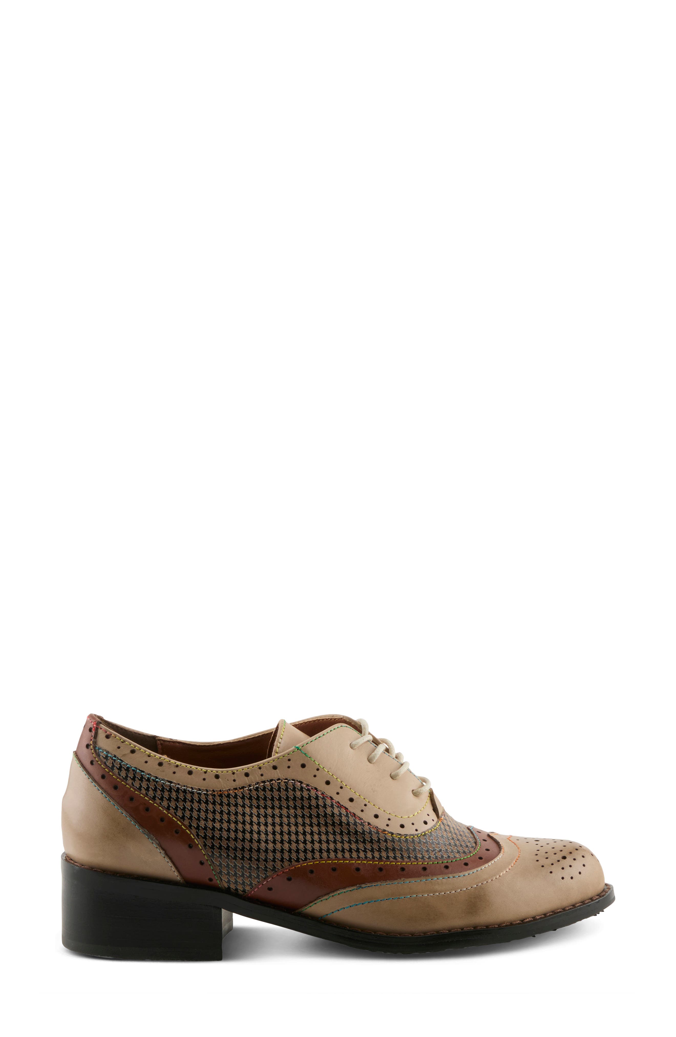 Tapdancer Leather Oxford, Alternate, color, BEIGE MULTI