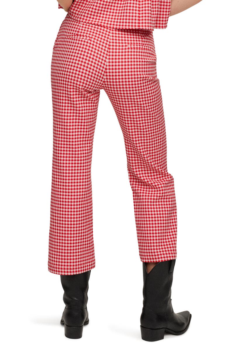 MANGO Gingham Print Crop Trousers, Alternate, color, 