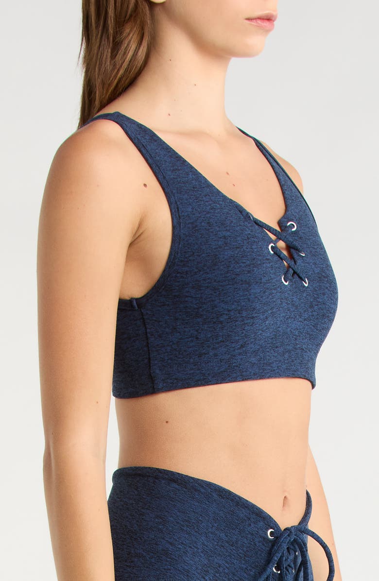 Year of Ours Football Stretch Sports Bra, Alternate, color, Navy
