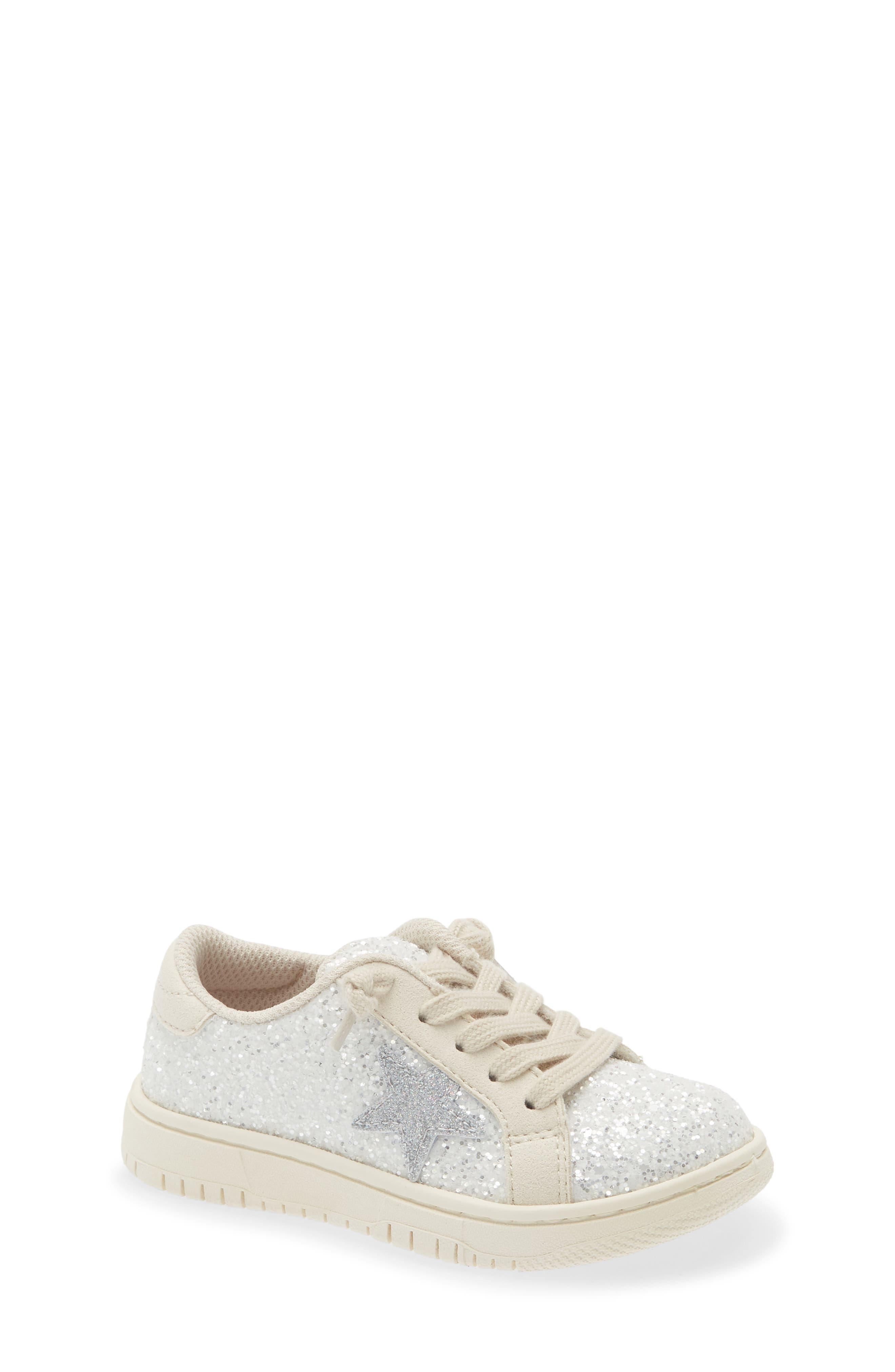 L'AMOUR Kids' Kinely Glitter Star Sneaker, Main, color, Glitter White