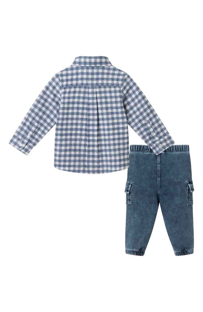 Andy & Evan Button-Up Shirt & Denim Joggers Set, Alternate, color, Blue Gingham