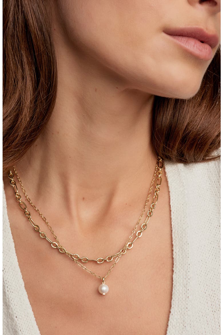 Ashton Layered Freshwater Pearl Pendant Necklace, Alternate, color, GOLD FRESHWATER CULTURED PEARL