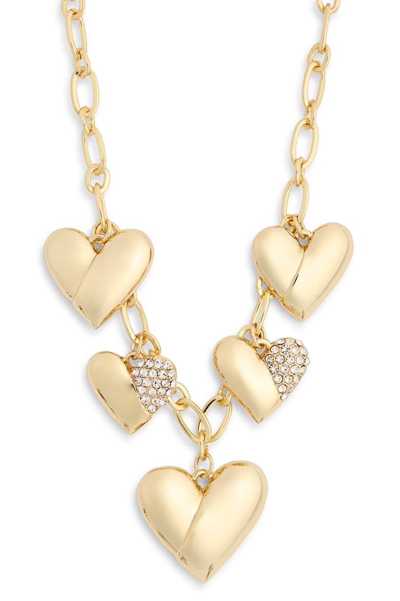 Pavé CZ Heart Charm Necklace, Main, color, GOLD