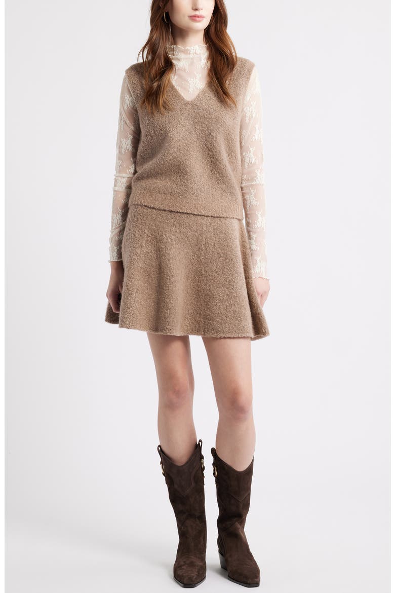 Bouclé Sweater Vest, Alternate, color, TAN GREY