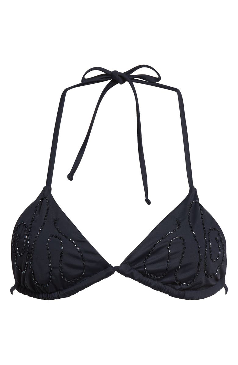 Paloma Wool Sharpie Beaded Triangle Bikini Top, Alternate, color, Navy