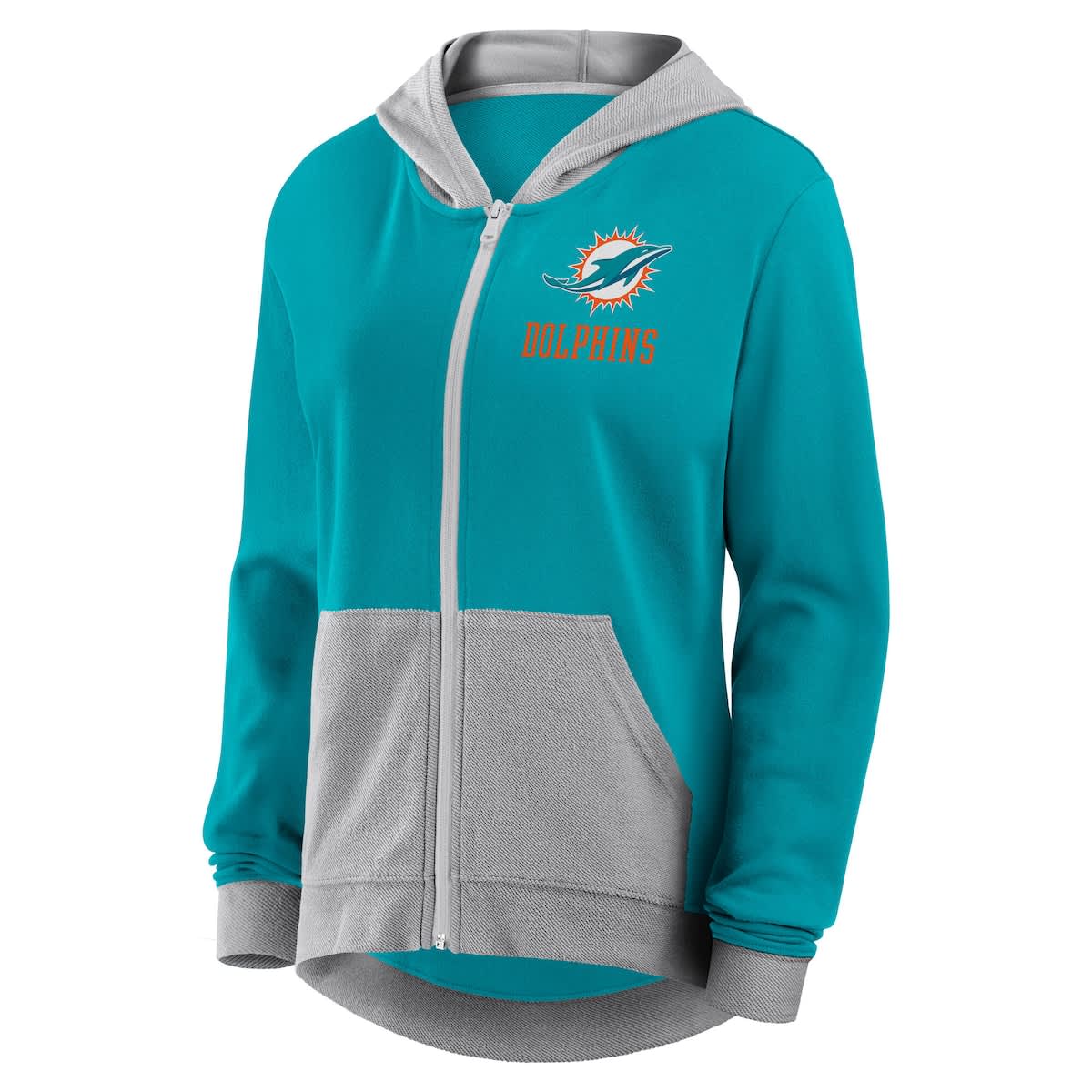 Women's Logo Athletic Aqua Miami Dolphins Hit It French Terry Full