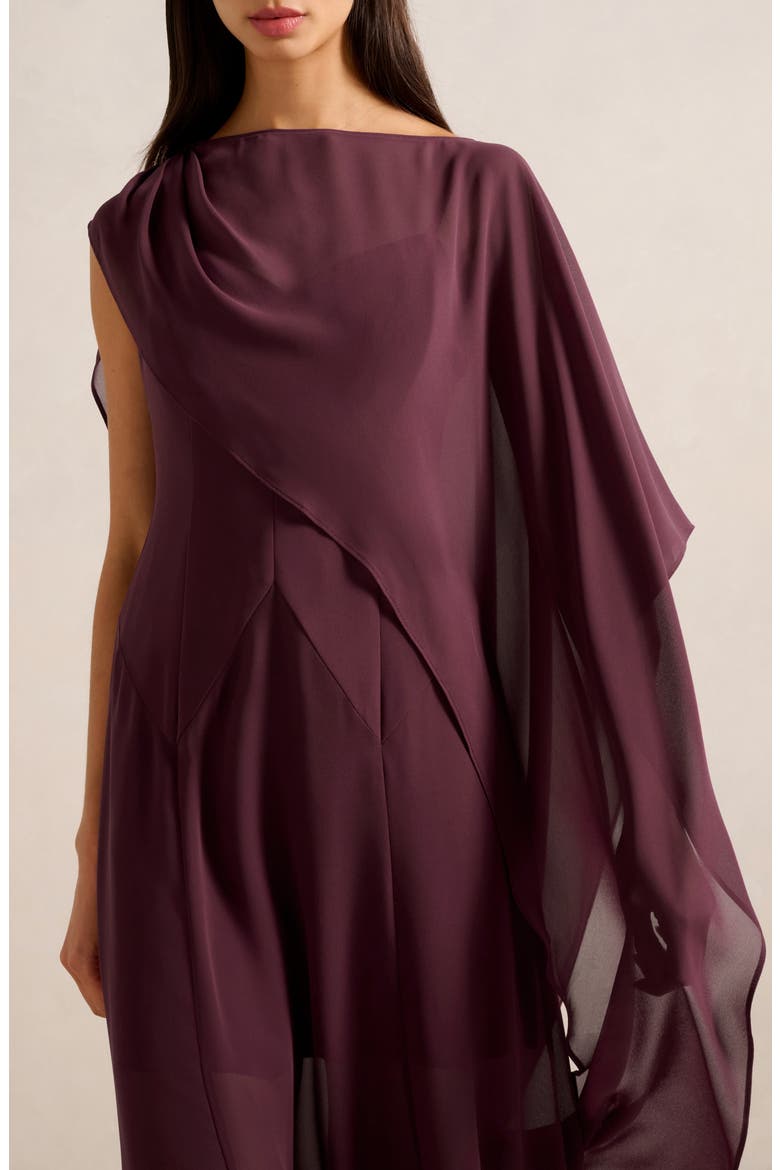 Honey Sheer Maxi Dress with Cape, Alternate, color, IMPERIAL PORT