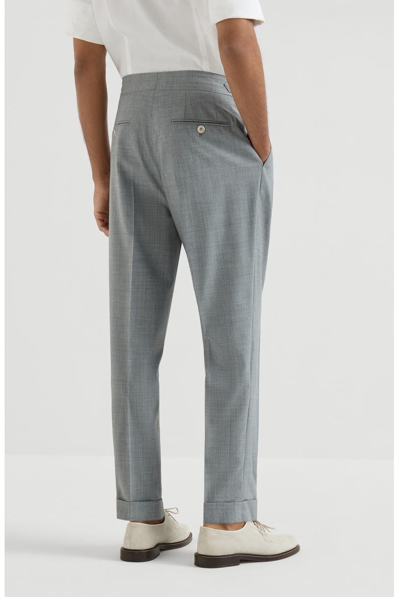 Trousers with double pleats and tabs, Alternate, color, Grey
