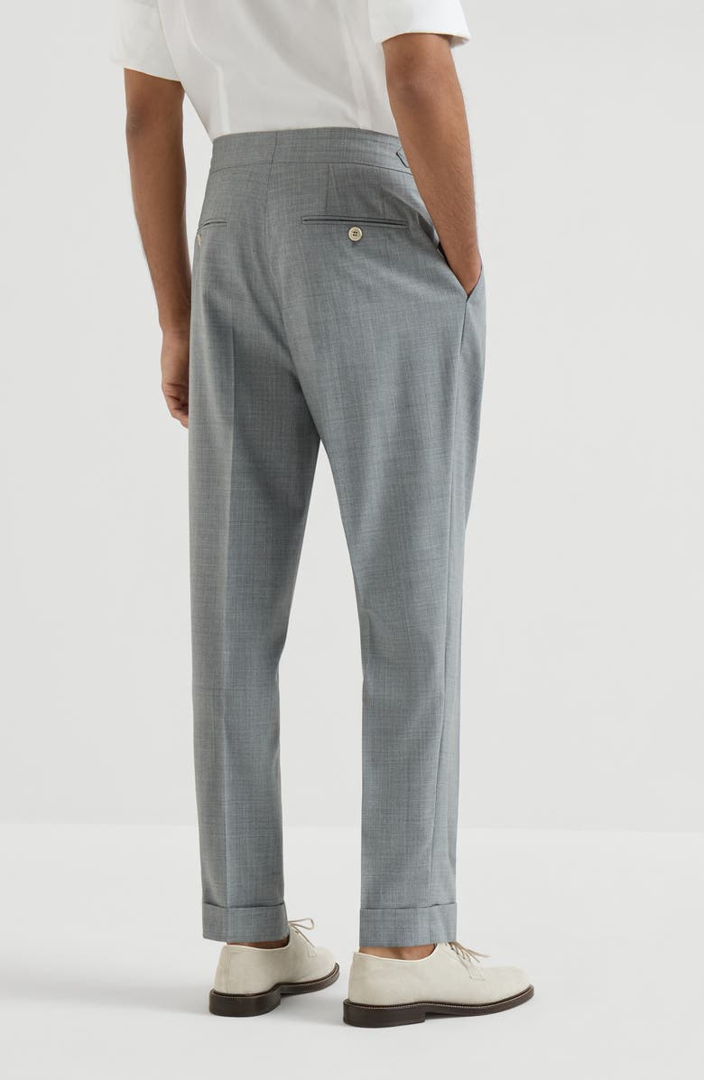 Brunello Cucinelli Trousers with double pleats and tabs, Alternate, color, Grey