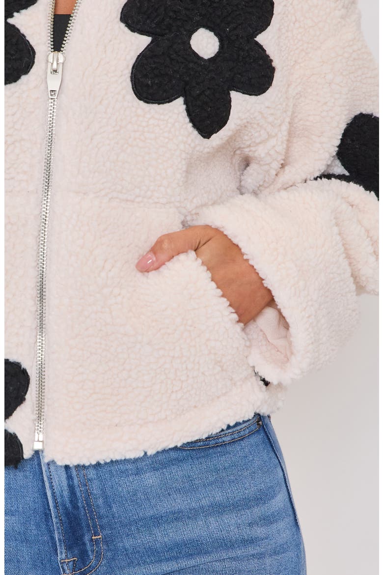 Mountain Escape Faux Shearling Zip Jacket, Alternate, color, CREAM/ BLACK