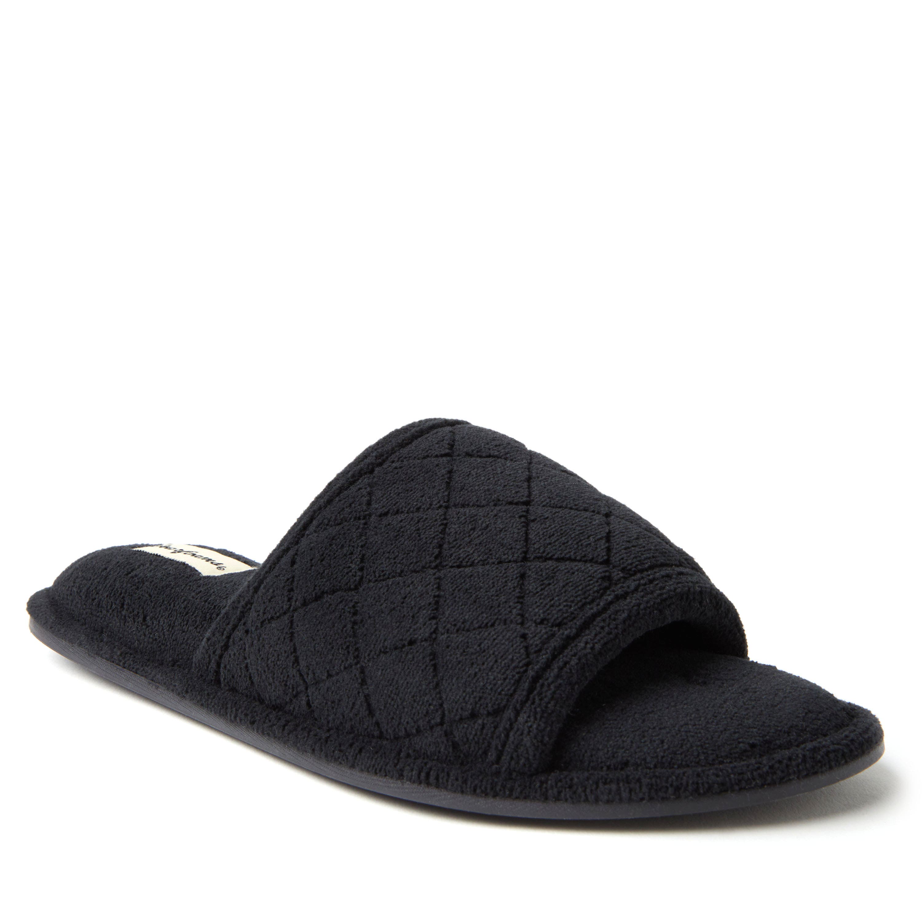 DEARFOAMS Beatrice Quilted Microfiber Terry Shower Slide Slipper, Main, color, Black