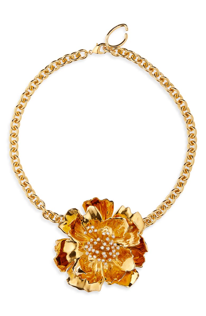 Oscar de la Renta Peony Necklace, Main, color,