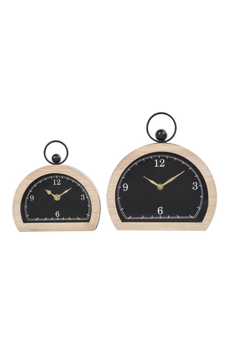 Set of 2 Modern Wooden Clocks, Main, color, BLACK