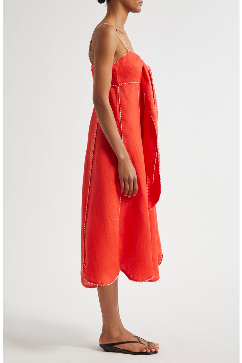 Sleeveless Linen Maxi Dress, Alternate, color, DARK RED