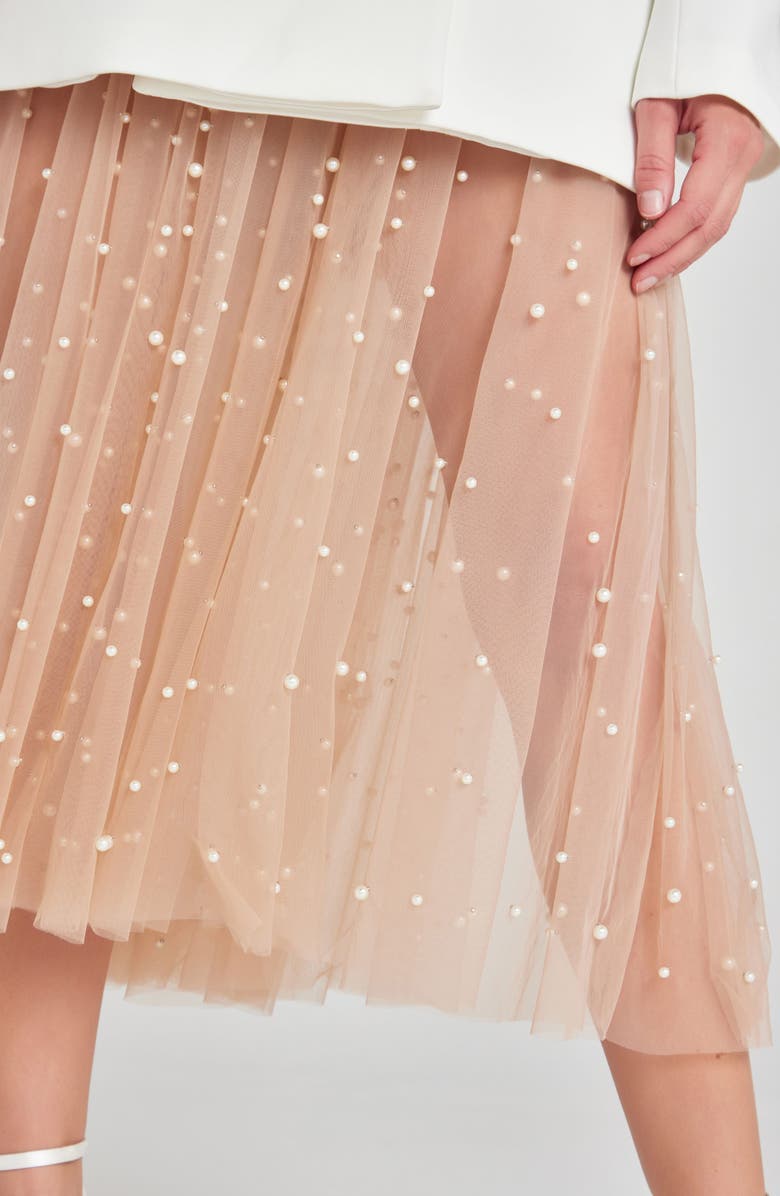 NADINE MERABI Blake Embellished Mesh Midi Skirt, Alternate, color, 