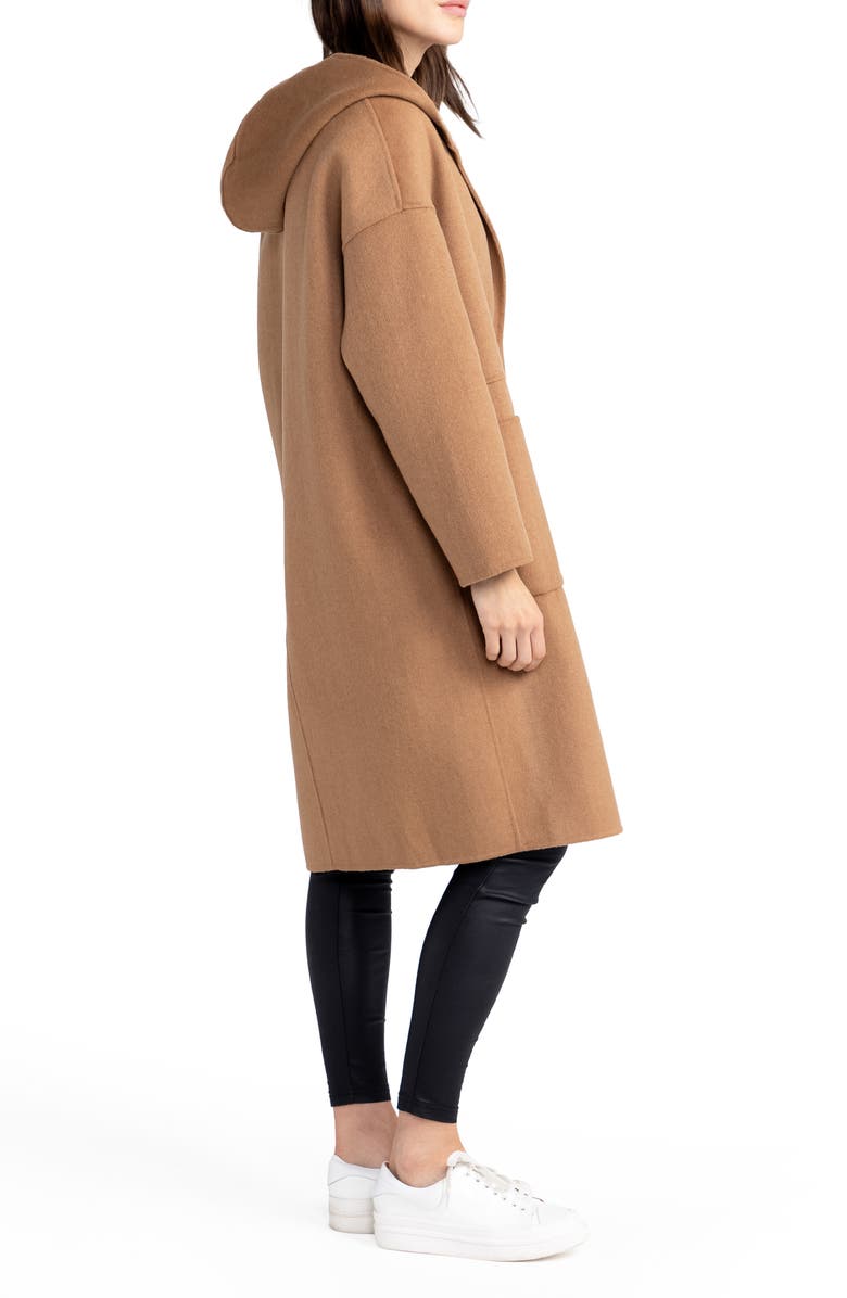 Belle & Bloom Sunday Morning Hooded Wool Blend Coat, Alternate, color, Camel