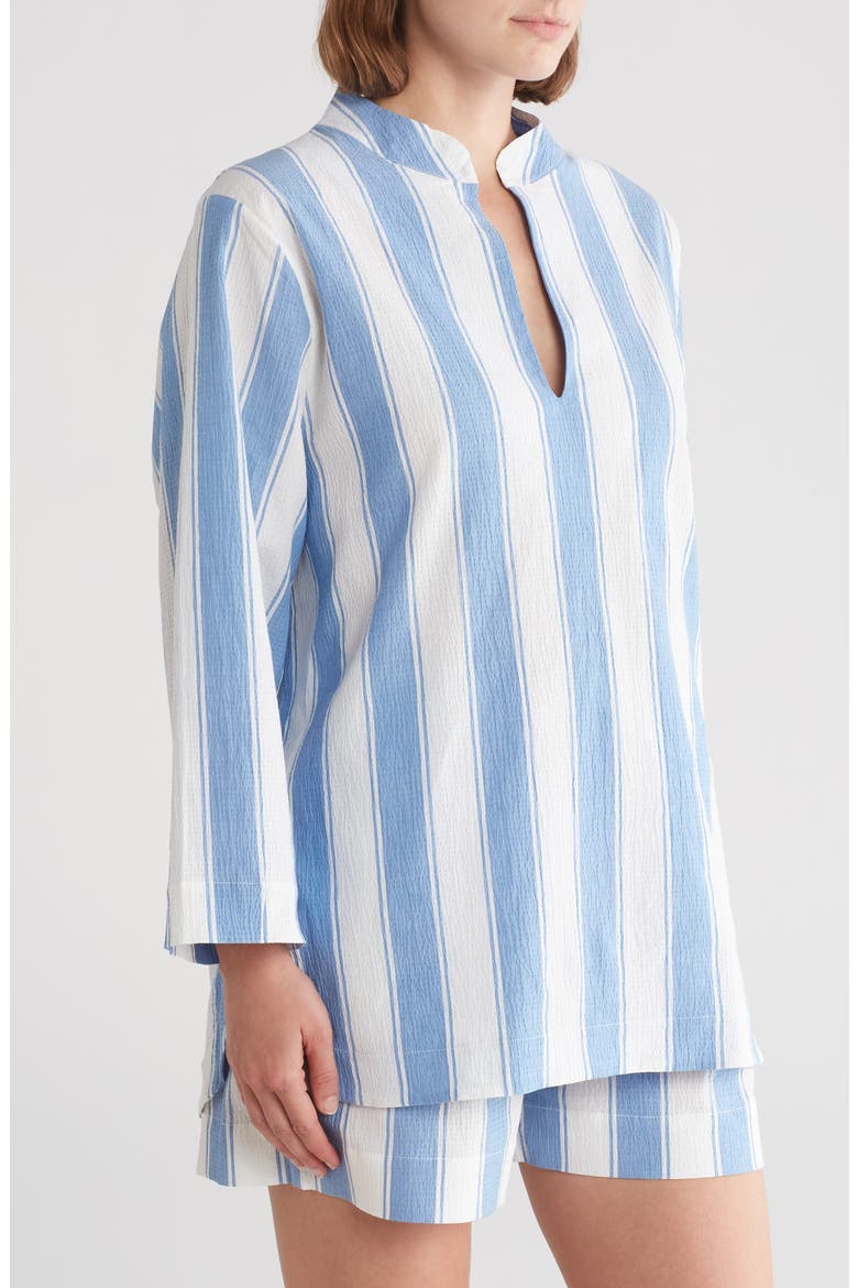 Feluka Stripe Stretch Cotton Short Pajamas, Alternate, color, BLUE
