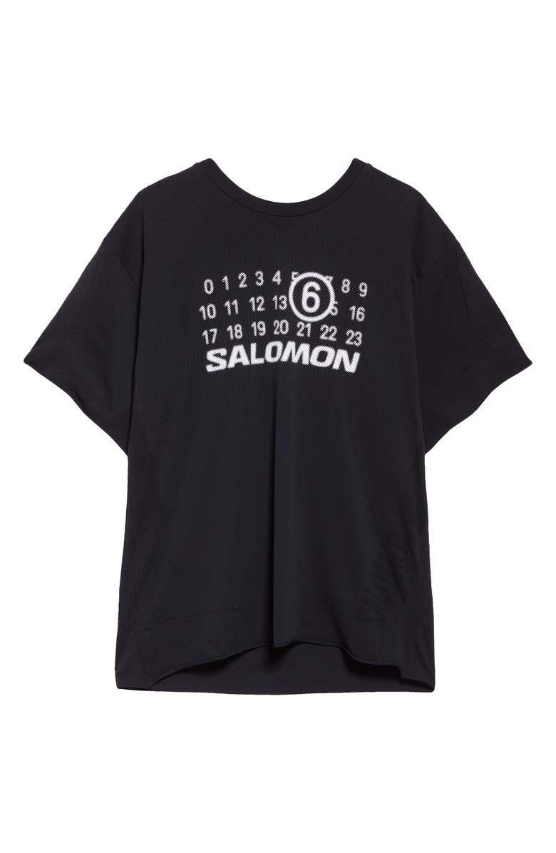 MM6 Maison Margiela x Salomon Numeric Logo Performance T-Shirt, Alternate, color, Deep Black