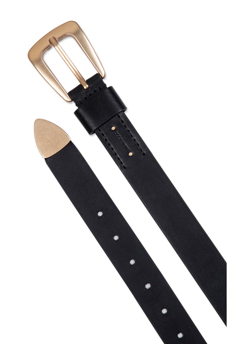 Leather Belt with Metal Tip, Alternate, color, BLACK