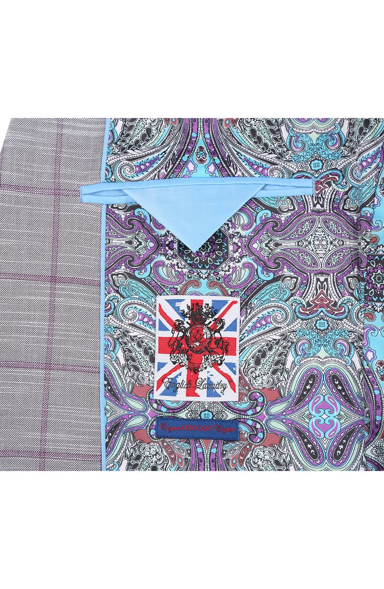 English Laundry Plaid Trim Fit Two-Piece Suit, Alternate, color, Gray
