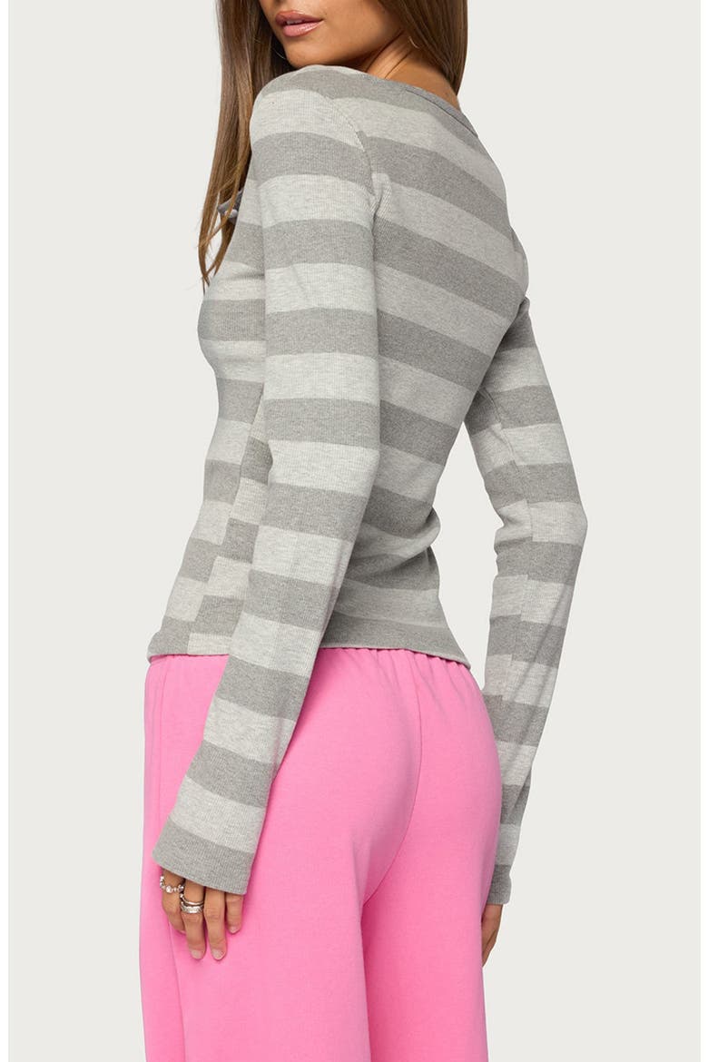 Dea Striped Long Sleeve Henley, Alternate, color, GRAY-MELANGE
