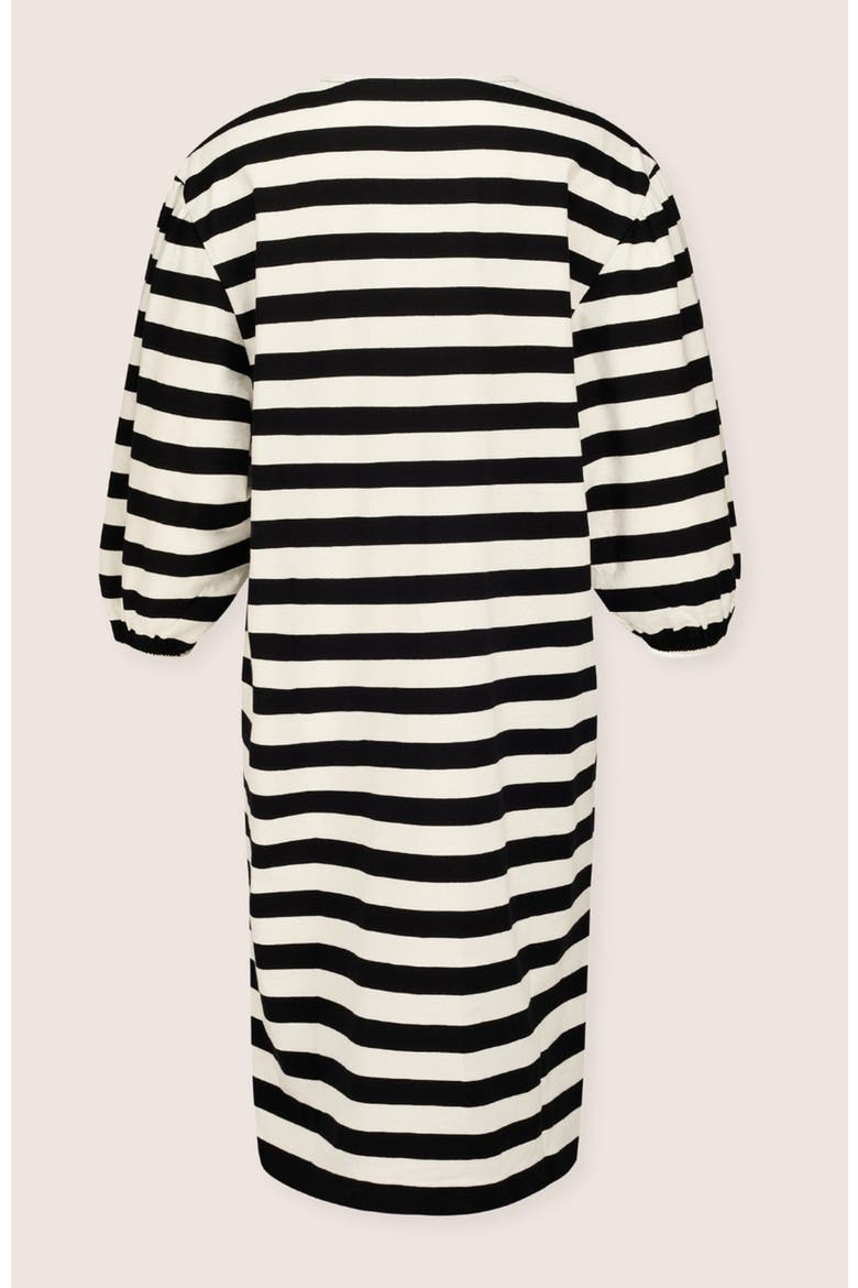 Organic Cotton Rosa Bold Stripe Print Midi Dress, Alternate, color, Black
