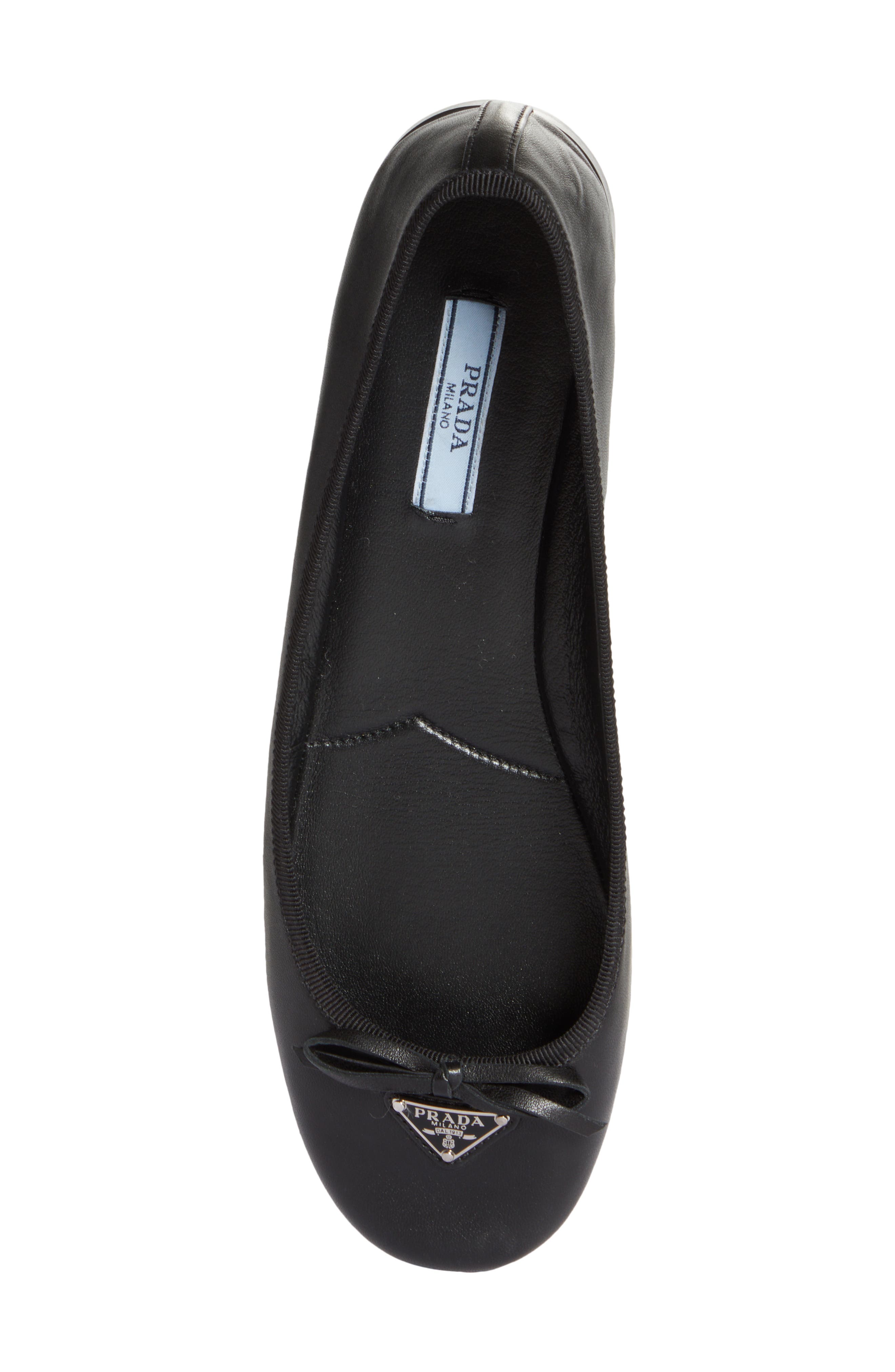 Prada Logo Bow BallerinaFlat, Alternate, color, 