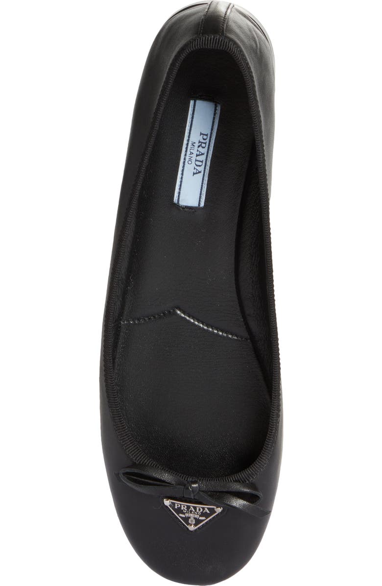 Prada Logo Bow BallerinaFlat, Alternate, color,