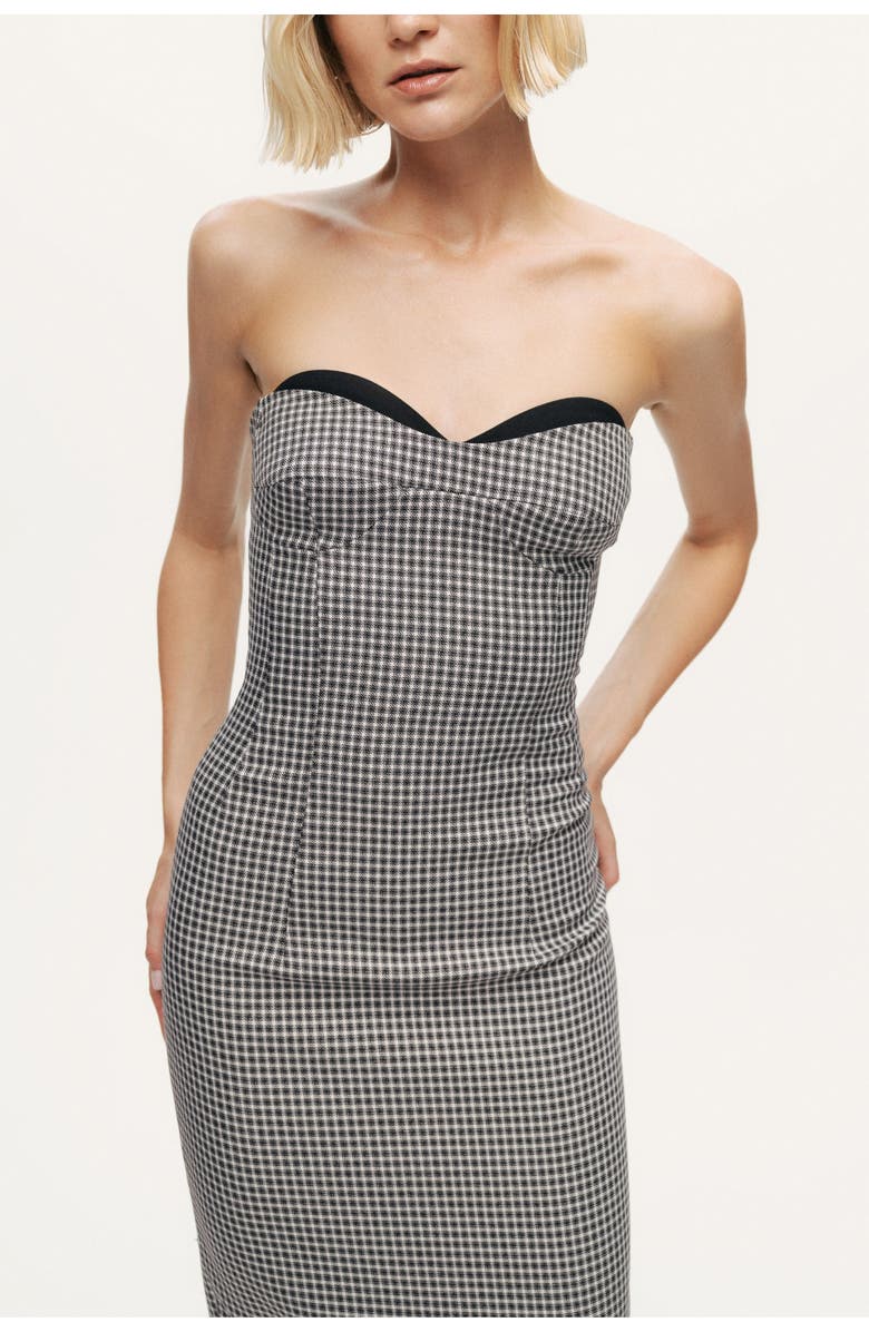Nocturne Sweetheart Neckline Strapless Checked Midi Dress, Alternate, color, Multi-Colored