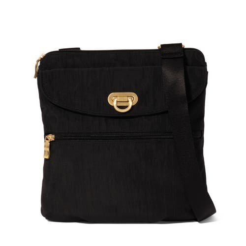 Baggallini Coastal Flip Lock Slim Crossbody In Black W/gold Hardware