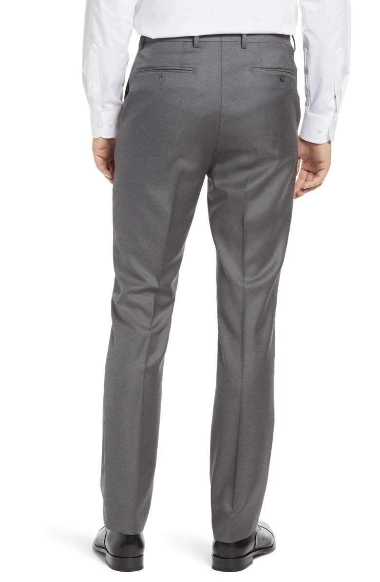 Santorelli Roma Flat Front Loro Piana Wool Serge Dress Pants, Alternate, color, Grey