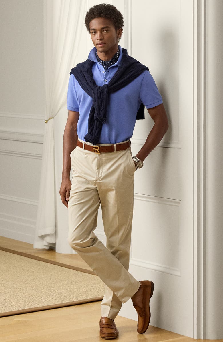 Ralph Lauren Purple Label Embroidered Logo Cotton Piqué Polo, Alternate, color, Periwinkle