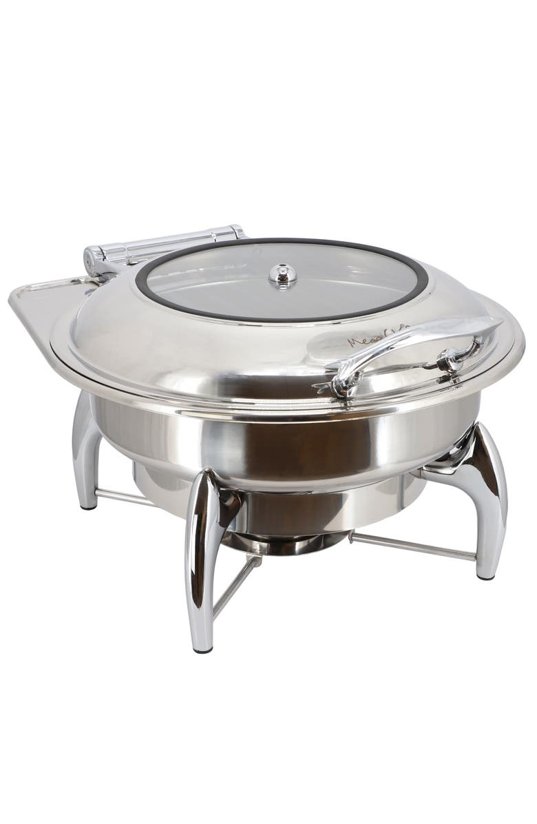 Megachef 6.3 Quart Stainless Steel Round Professional Chafing Dish/Food Warmer/Buffet Server Serving Dish, Alternate, color, Silver