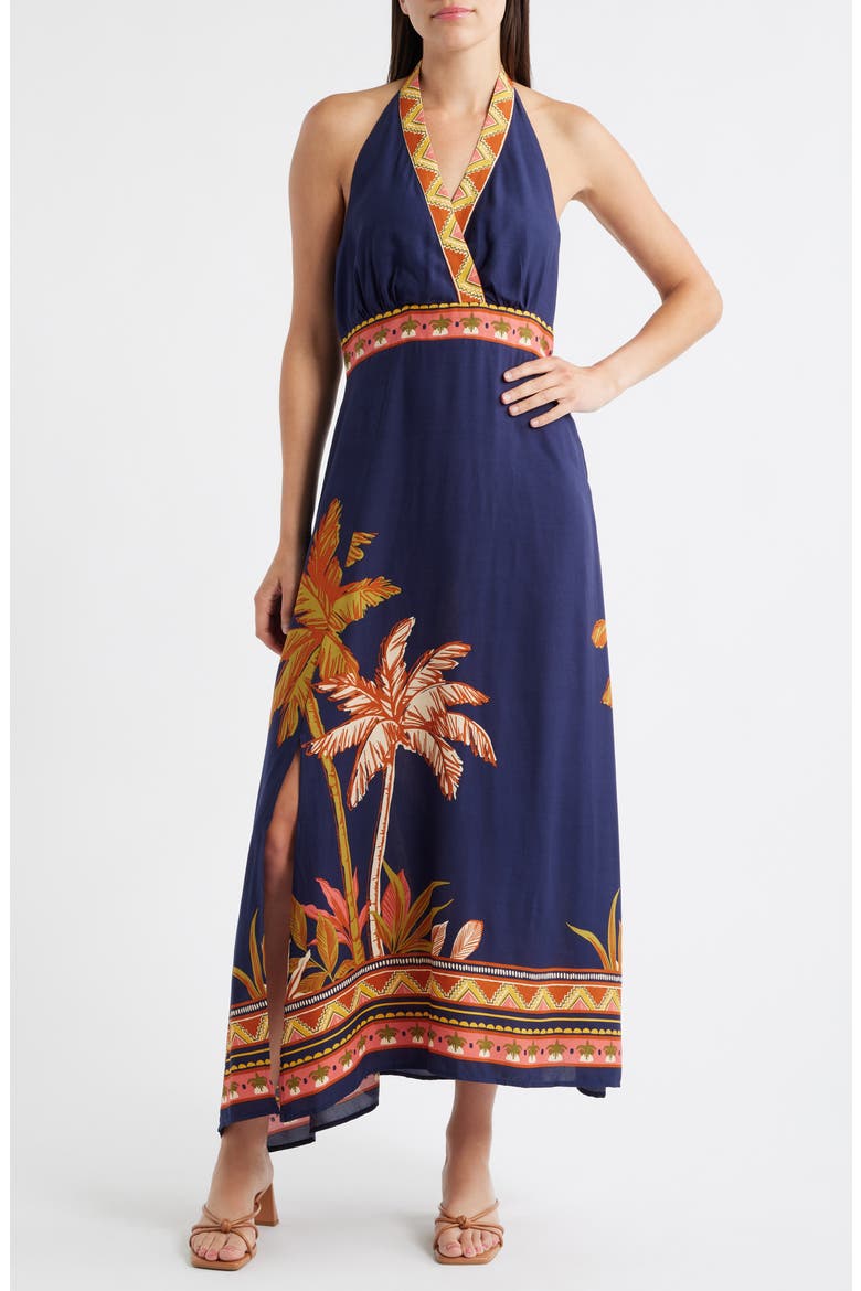 Knotted Tie Bar Maxi Dress, Main, color, CLASSIC NAVY