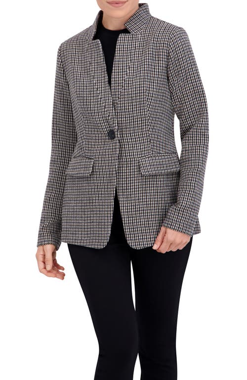 Ookie & Lala Houndstooth Inverted Notch Lapel Blazer In Gray