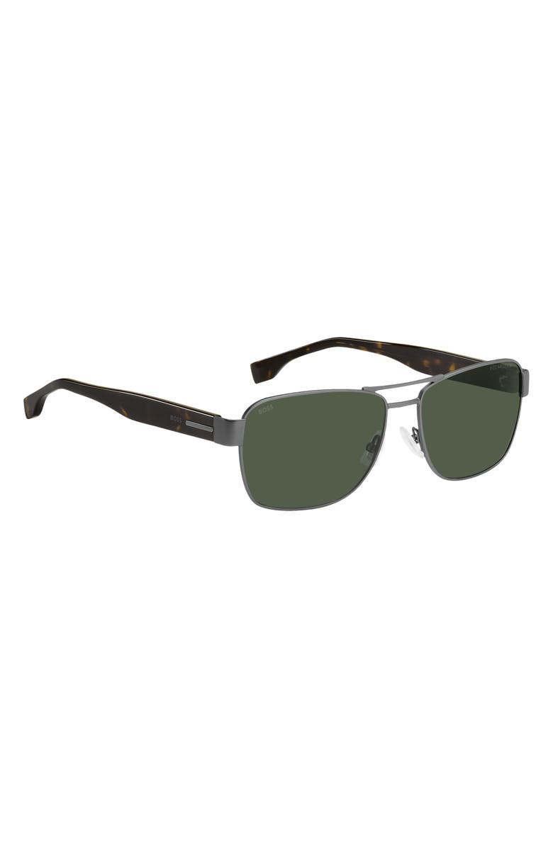 BOSS 60mm Polarized Rectangular Sunglasses, Alternate, color, Havana/ Dark Ruthenium