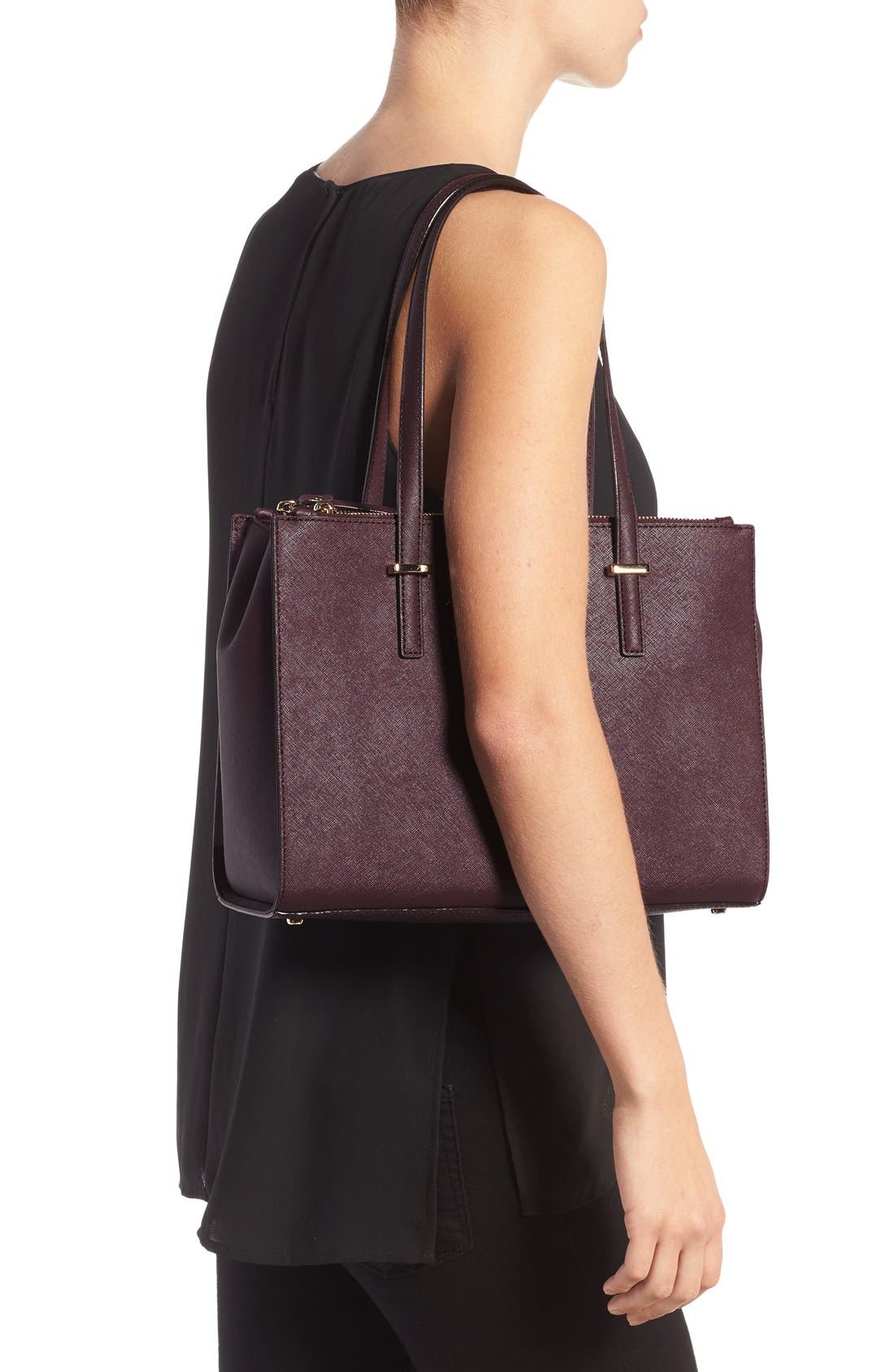 'cedar street - small jensen' leather tote, Alternate, color, MAHOGANY