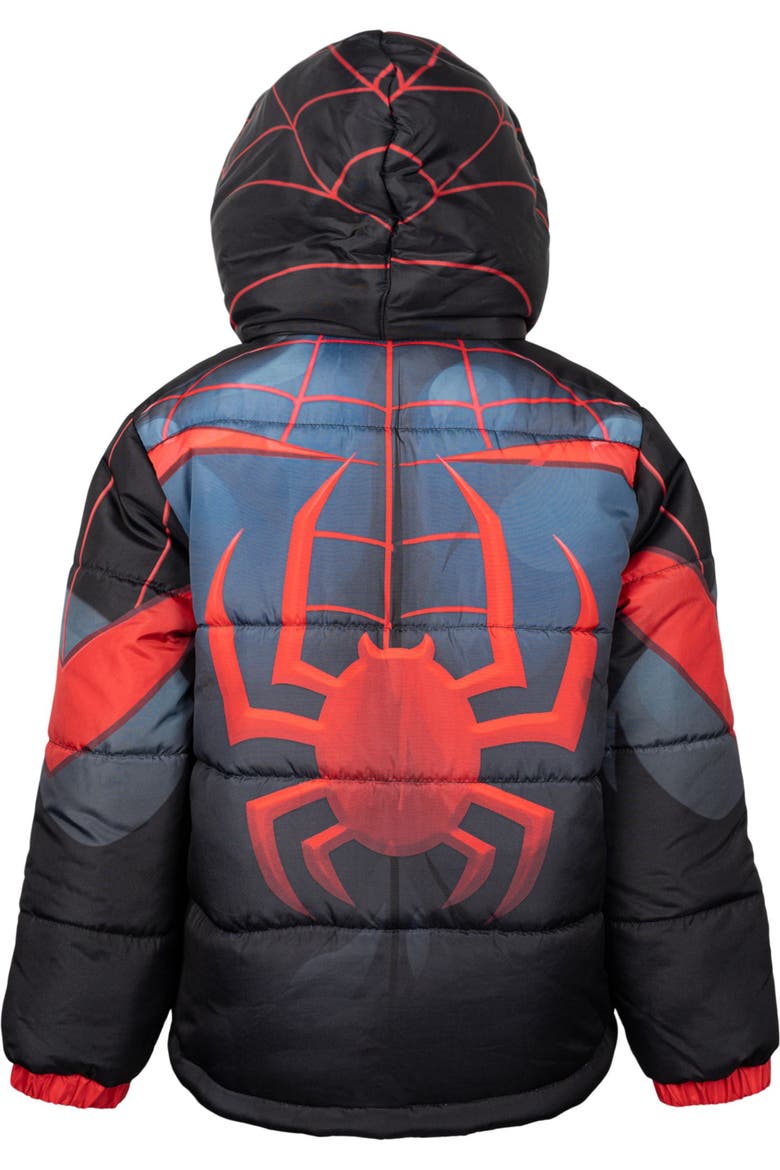 Spider-man Hooded Zip-up Puffer Jacket (toddler, Little Kid & Big Kid), Alternate, color, Miles Black Red