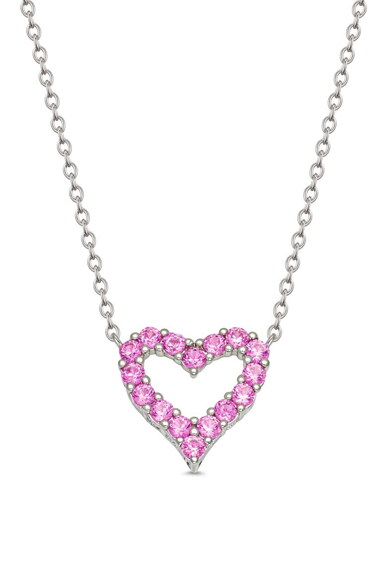 Open Heart Cubic Zirconia Pendant Necklace, Main, color, PINK