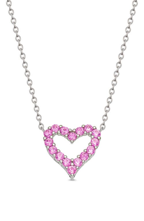 Lily Nily Open Heart Cubic Zirconia Pendant Necklace In Pink