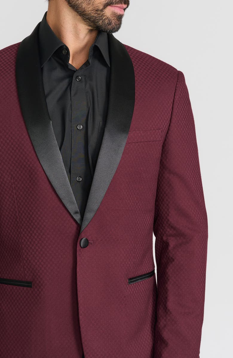 SAVILE ROW CO Tonal Jacquard Dinner Jacket, Alternate, color, Burgundy