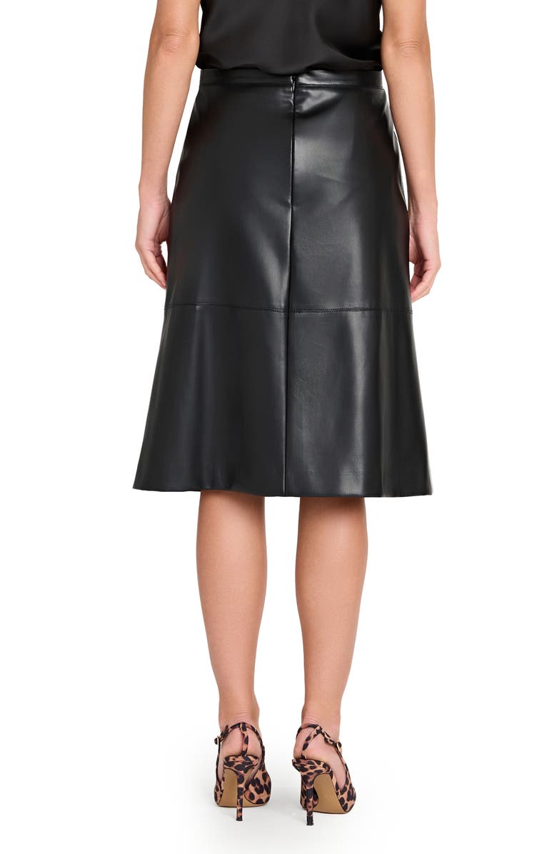 Tahari ASL Faux Leather A-Line Skirt, Alternate, color, Black