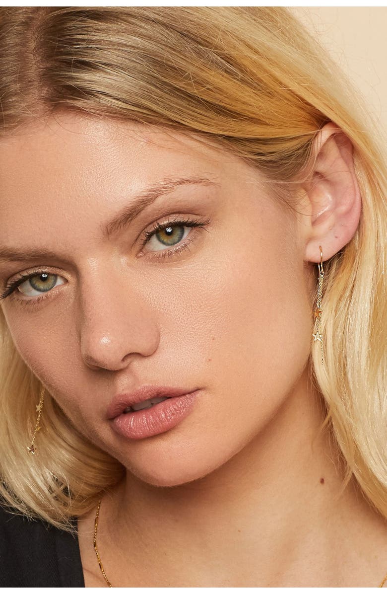 Oradina 14K Yellow Gold Starry Night Drop Earrings, Alternate, color, Yellow Gold