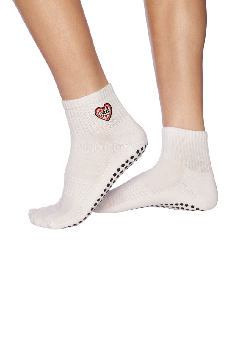 Souls. Pizza Ankle Grip Socks, Main, color, White