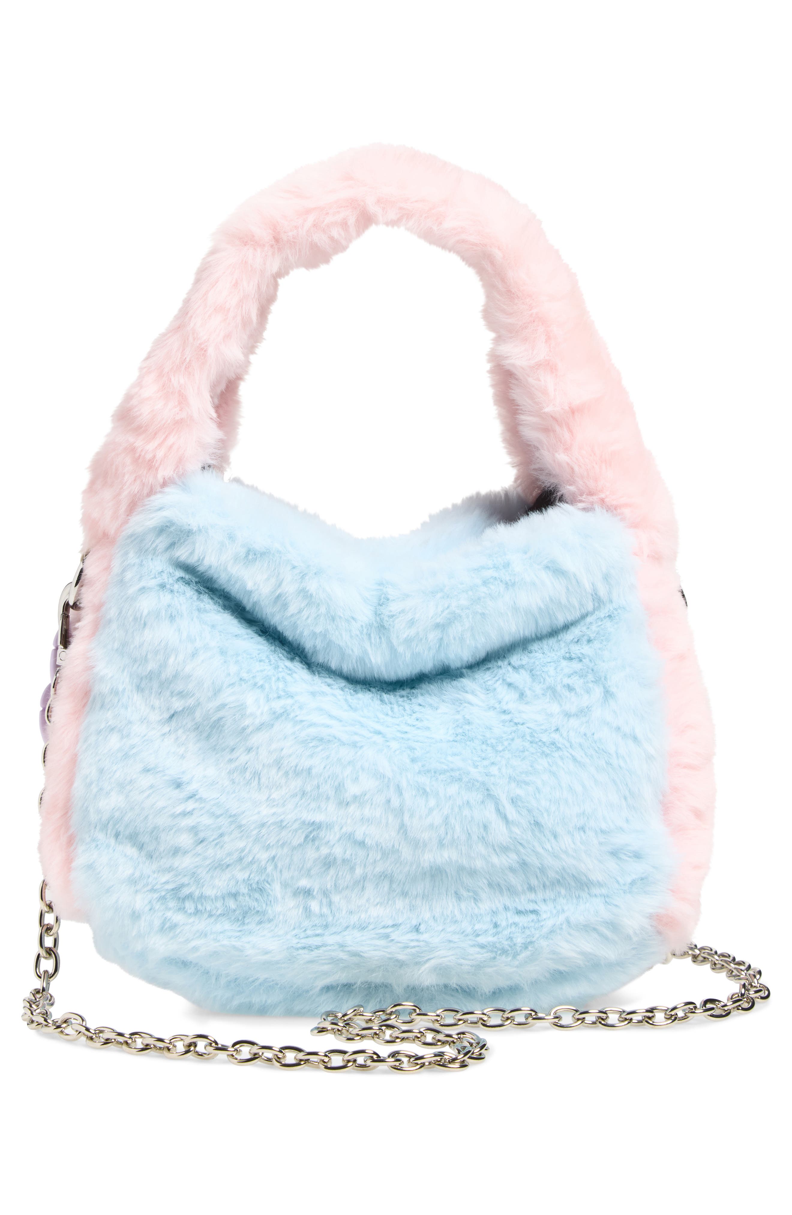 Kids' Faux Fur Handbag, Alternate, color, PINK BLUE