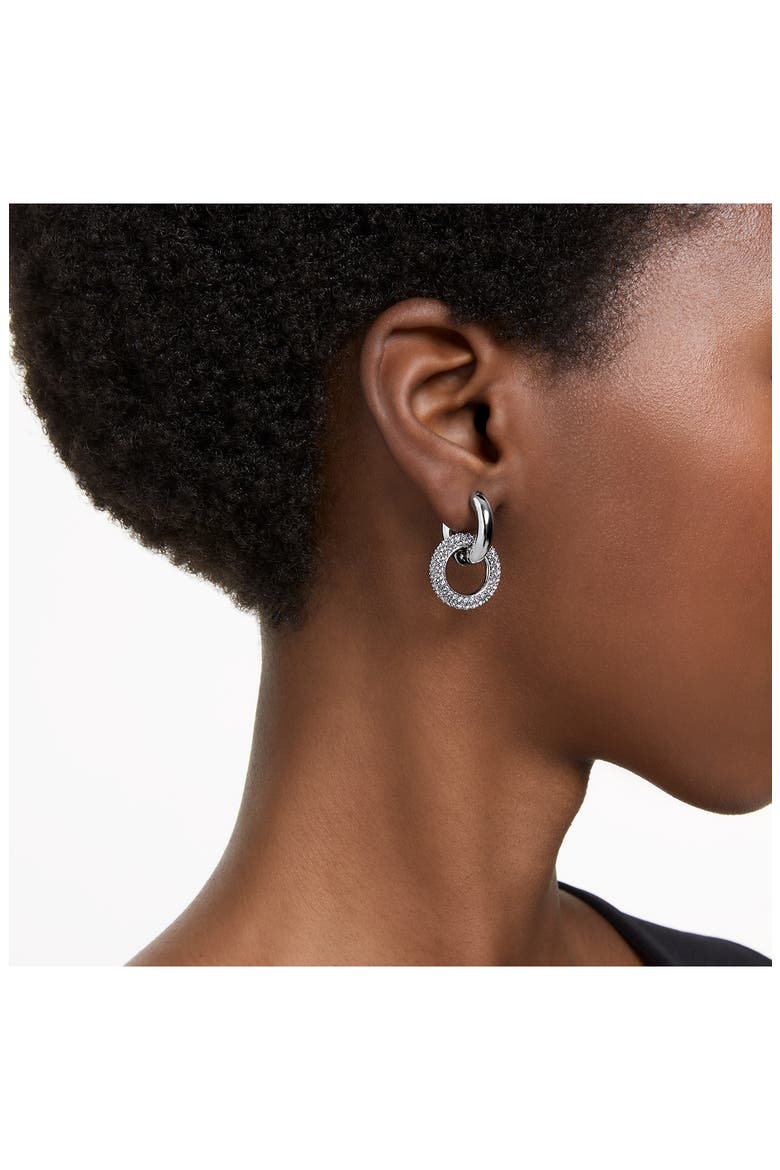 Dextera Pavé Detachable Mismatched Hoop Drop Earrings, Alternate, color, SILVER