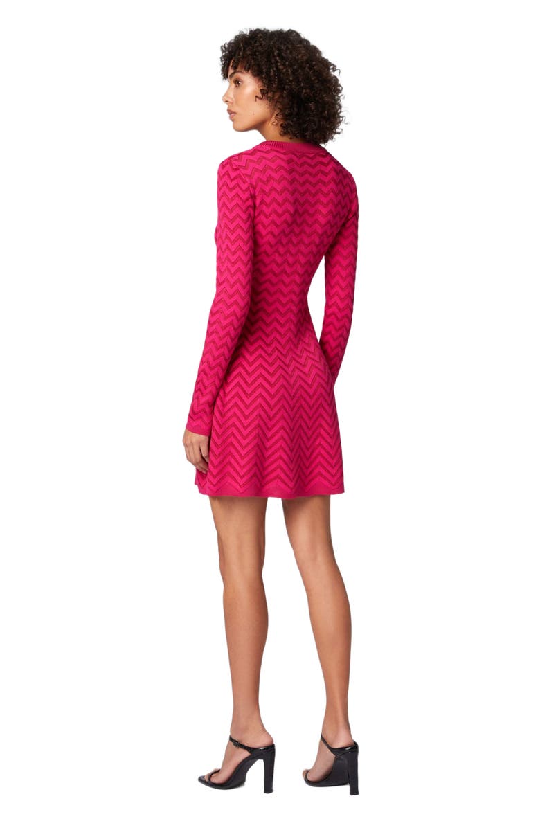 Missoni Tone-on-tone Chevron Long-sleeved Mini-dress, Alternate, color, Magenta Red