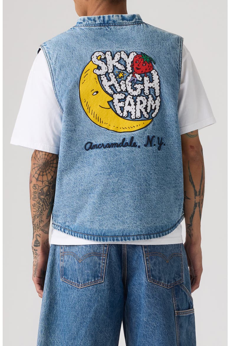 x Sky High Farm Goods Embroidered Denim Vest, Alternate, color, X SHFU LIGHT STONE
